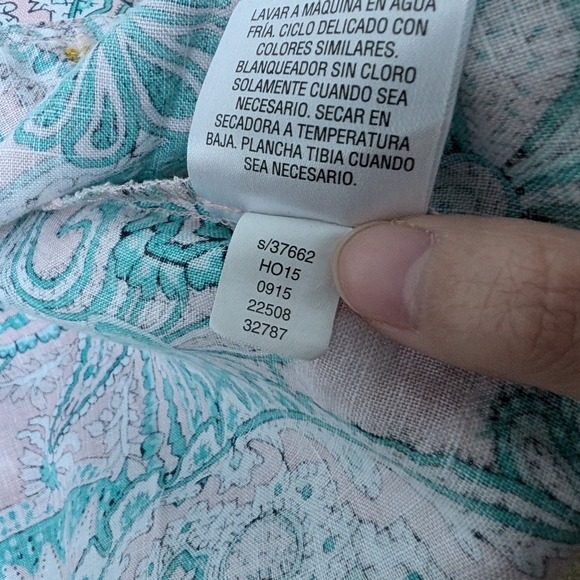 Charter Club Luxury 100% Linen Paisley Print Long Sleeve Button Up Sz M - Picture 13 of 15